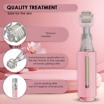 Derma roller with serum tank, pink 0,50 mm